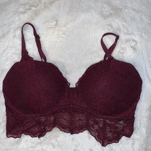 Medium Victoria’s Secret PINK lace padded push-up bralette underwire bra